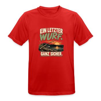 Ein letzter Wurf – Lustiger Angler Spruch - Männer T-Shirt atmungsaktiv - Rot - Vorne - AI Model Male 185 dark (185cm)