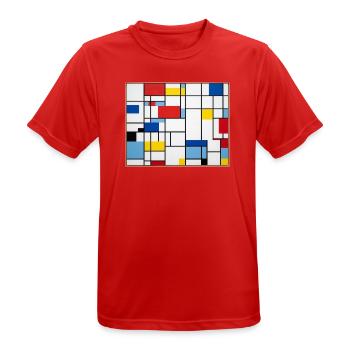 Mondrian Lines Primärfarbenspiel - Männer T-Shirt atmungsaktiv - Rot - Vorne - AI Model Male 185 dark (185cm)