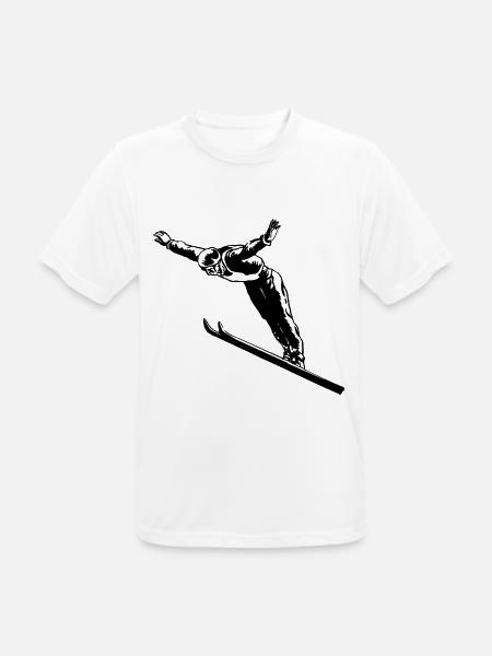 Skispringen Skispringer - Männer T-Shirt atmungsaktiv - Weiß