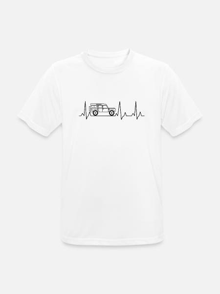 Defender Herzschlag Offroad 4x4 Geschenk Liebe EKG - Männer T-Shirt atmungsaktiv - Weiß