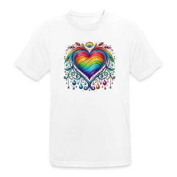 Regenbogen Herz - Männer T-Shirt atmungsaktiv - Weiß - Vorne - AI Model Male 185 dark (185cm)