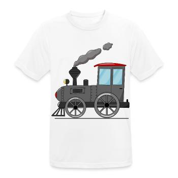 Kinderzug Eisenbahn grau - Männer T-Shirt atmungsaktiv - Weiß - Vorne - AI Model Male 185 dark (185cm)