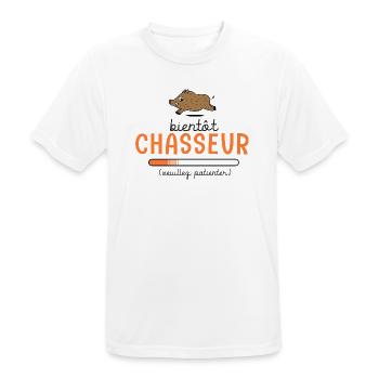 Bientôt Chasseur Body Bébé Cadeau Papa Chasse - T-shirt respirant Homme - blanc - Devant - AI Model Male 185 dark (185cm)