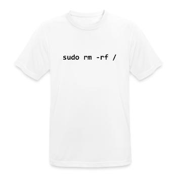 sudo rm rf - Männer T-Shirt atmungsaktiv - Weiß - Vorne - AI Model Male 185 dark (185cm)