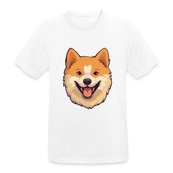 Finnischer Spitz Hunderasse Aquarell Karikatur Kawaii - Männer T-Shirt atmungsaktiv - Weiß - Vorne - AI Model Male 185 dark (185cm)