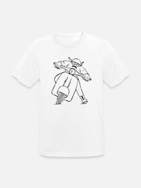 Silhouette Rocker su scooter drawing - Maglietta da uomo traspirante - bianco