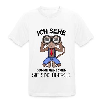 Ich sehe dumme Menschen Spruch lustig Affe - Männer T-Shirt atmungsaktiv - Weiß - Vorne - AI Model Male 185 dark (185cm)