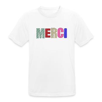 Vielen Dank - Männer T-Shirt atmungsaktiv - Weiß - Vorne - AI Model Male 185 dark (185cm)