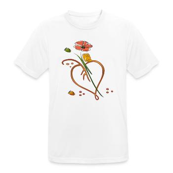 Flowers, flower with leaf in the shape of a heart - Men's Breathable T-Shirt - white - Front - AI Model Male 185 dark (185cm)
