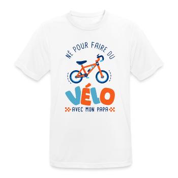 Né pour faire du vélo avec papa – Body Bébé Bio - T-shirt respirant Homme - blanc - Devant - AI Model Male 185 dark (185cm)