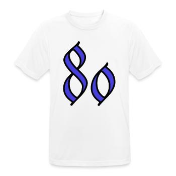 80. 80 ANS. 80e ANNIVERSAIRE. ANNIVERSAIRE 80 ANS. - T-shirt respirant Homme - blanc - Devant - AI Model Male 185 dark (185cm)
