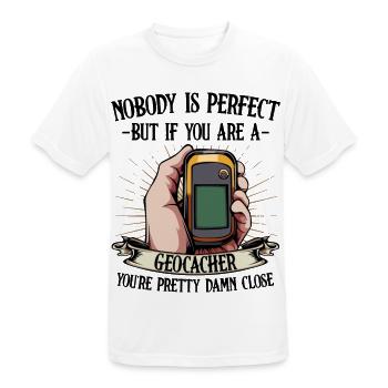 Nobody Is Perfect Geocaching Geocacher Geschenk - Männer T-Shirt atmungsaktiv - Weiß - Vorne - AI Model Male 185 dark (185cm)