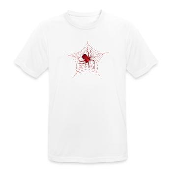 Spinne im Spinnennetz rote Spinne große Spinne - Männer T-Shirt atmungsaktiv - Weiß - Vorne - AI Model Male 185 dark (185cm)