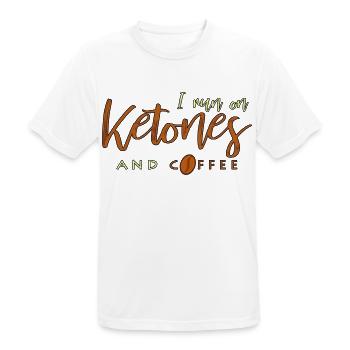 I Run On Ketones And Coffee Keto saying gift - Men's Breathable T-Shirt - white - Front - AI Model Male 185 dark (185cm)