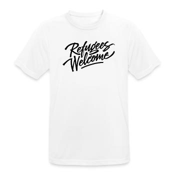 Refugees Welcome Logo - Männer T-Shirt atmungsaktiv - Weiß - Vorne - AI Model Male 185 dark (185cm)