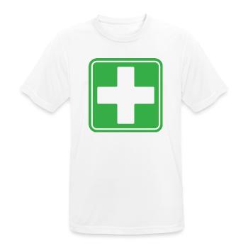 First Aid Medical Cross Sicherheitssymbol Vektor-Symbol - Männer T-Shirt atmungsaktiv - Weiß - Vorne - AI Model Male 185 dark (185cm)