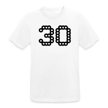 30. 30 ANS. 30e ANNIVERSAIRE. ANNIVERSAIRE 30 ANS. - T-shirt respirant Homme - blanc - Devant - AI Model Male 185 dark (185cm)