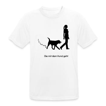 Die mit dem Hund geht - Männer T-Shirt atmungsaktiv - Weiß - Vorne - AI Model Male 185 dark (185cm)