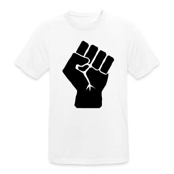 Erhobene Faust der Solidarität - Männer T-Shirt atmungsaktiv - Weiß - Vorne - AI Model Male 185 dark (185cm)