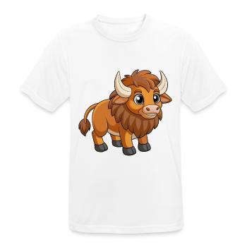 Bison Niedliche Maskottchen Zeichentrickfigur Kawaii - Männer T-Shirt atmungsaktiv - Weiß - Vorne - AI Model Male 185 dark (185cm)