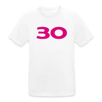 30. 30 JAHRE. 30-JÄHRIGES JUBILÄUM. 30-JÄHRIGES JUBILÄUM. - Männer T-Shirt atmungsaktiv - Weiß - Vorne - AI Model Male 185 dark (185cm)