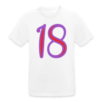 18. 18 ANS. 18e ANNIVERSAIRE. ANNIVERSAIRE 18 ANS. - T-shirt respirant Homme - blanc - Devant - AI Model Male 185 dark (185cm)