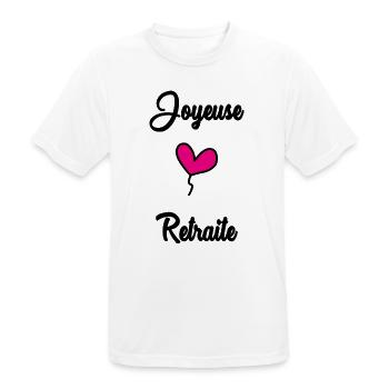 RETRAITE. BONNE RETRAITE. JOYEUSE RETRAITE - T-shirt respirant Homme - blanc - Devant - AI Model Male 185 dark (185cm)