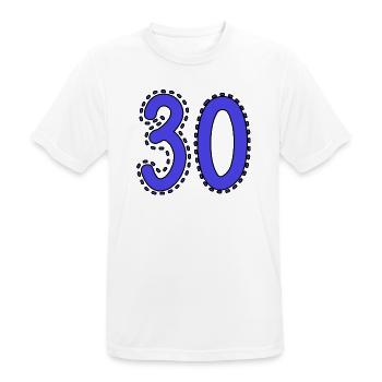 30. 30 ANS. 30e ANNIVERSAIRE. ANNIVERSAIRE 30 ANS. - T-shirt respirant Homme - blanc - Devant - AI Model Male 185 dark (185cm)