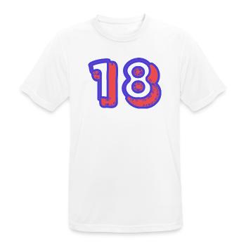 18. 18 YEARS OLD. 18th ANNIVERSARY. 18 BIRTHDAY. - Men's Breathable T-Shirt - white - Front - AI Model Male 185 dark (185cm)