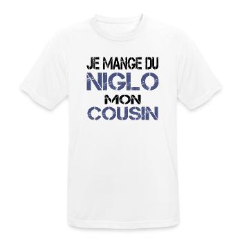 Je mange du Niglo - T-shirt respirant Homme - blanc - Devant - AI Model Male 185 dark (185cm)