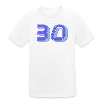 30. 30 ANS. 30e ANNIVERSAIRE. ANNIVERSAIRE 30 ANS. - T-shirt respirant Homme - blanc - Devant - AI Model Male 185 dark (185cm)