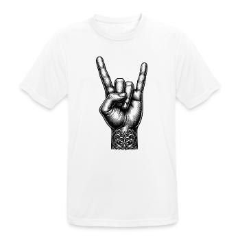 Rock on Hand with Devils Horns - Men's Breathable T-Shirt - white - Front - AI Model Male 185 dark (185cm)