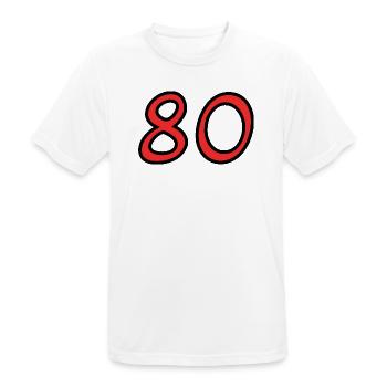 80. 80 JAHRE. 80-JÄHRIGES JUBILÄUM. 80. GEBURTSTAG. - Männer T-Shirt atmungsaktiv - Weiß - Vorne - AI Model Male 185 dark (185cm)