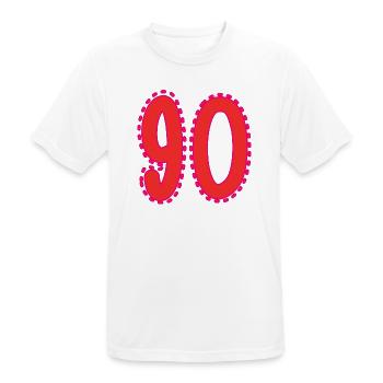 90. 90 ANS. 90e ANNIVERSAIRE. ANNIVERSAIRE 90 ANS. - T-shirt respirant Homme - blanc - Devant - AI Model Male 185 dark (185cm)