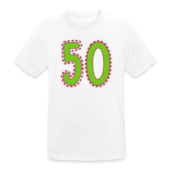 50. 50 YEARS. 50th ANNIVERSARY. 50 YEARS ANNIVERSARY. - Men's Breathable T-Shirt - white - Front - AI Model Male 185 dark (185cm)