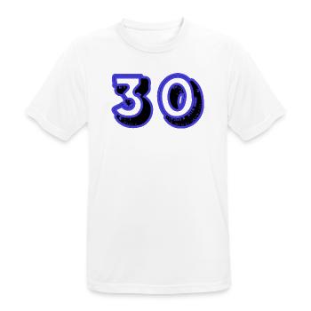 30. 30 JAHRE. 30-JÄHRIGES JUBILÄUM. 30-JÄHRIGES JUBILÄUM. - Männer T-Shirt atmungsaktiv - Weiß - Vorne - AI Model Male 185 dark (185cm)