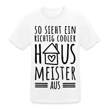 So sieht ein richtig cooler Hausmeister aus - Männer T-Shirt atmungsaktiv - Weiß - Vorne - AI Model Male 185 dark (185cm)