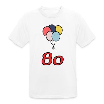 80. 80 ANS. 80e ANNIVERSAIRE. ANNIVERSAIRE 80 ANS. - T-shirt respirant Homme - blanc - Devant - AI Model Male 185 dark (185cm)