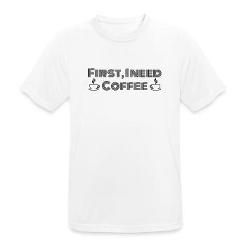 Zuerst brauche ich Kaffee - Männer T-Shirt atmungsaktiv - Weiß - Vorne - AI Model Male 185 dark (185cm)