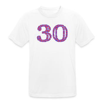 30. 30 ANS. 30e ANNIVERSAIRE. ANNIVERSAIRE 30 ANS. - T-shirt respirant Homme - blanc - Devant - AI Model Male 185 dark (185cm)