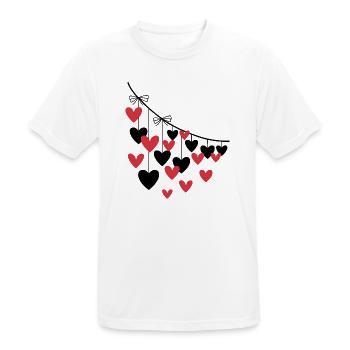 Coeur Guirlande Plusieurs Coeurs - T-shirt respirant Homme - blanc - Devant - AI Model Male 185 dark (185cm)