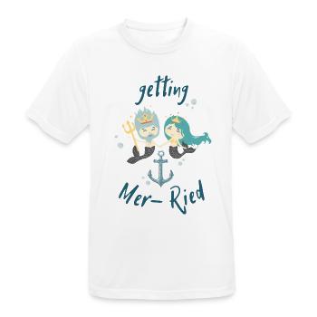 Getting Mer-Ried - Meerjungfrau Hochzeit JGA - Männer T-Shirt atmungsaktiv - Weiß - Vorne - AI Model Male 185 dark (185cm)