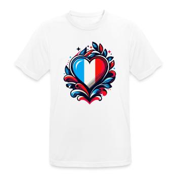 Herz Französische Flagge - Männer T-Shirt atmungsaktiv - Weiß - Vorne - AI Model Male 185 dark (185cm)