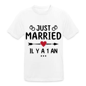 Cadeau Anniversaire De Mariage 1 An Noces De Coton - T-shirt respirant Homme - blanc - Devant - AI Model Male 185 dark (185cm)