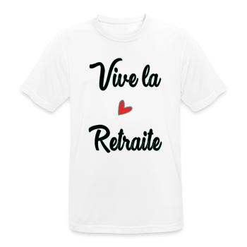 RETRAITE. RETRAITE. RETRAITEE. BONNE RETRAITE - T-shirt respirant Homme - blanc - Devant - AI Model Male 185 dark (185cm)
