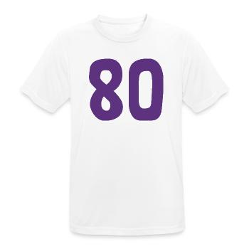 80. 80 JAHRE. 80-JÄHRIGES JUBILÄUM. 80. GEBURTSTAG. - Männer T-Shirt atmungsaktiv - Weiß - Vorne - AI Model Male 185 dark (185cm)