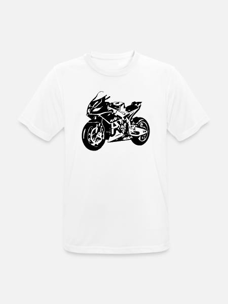 Motorrad - Männer T-Shirt atmungsaktiv - Weiß