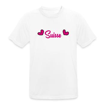 SUISSE. HUMOUR. PAYS. DRAPEAU. GENEVE. LAUSANNE - T-shirt respirant Homme - blanc - Devant - AI Model Male 185 dark (185cm)