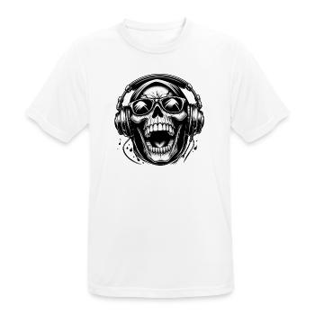 DJ Laughing Skull Headphones - Men's Breathable T-Shirt - white - Front - AI Model Male 185 dark (185cm)