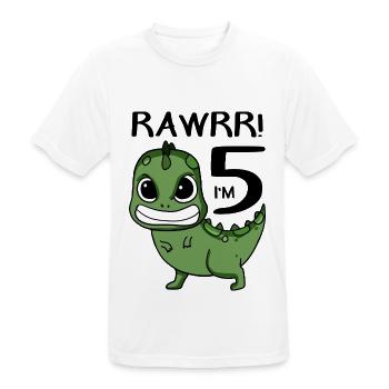 5. Geburtstag Dinosaurier - 5. Klasse Geschenk - Männer T-Shirt atmungsaktiv - Weiß - Vorne - AI Model Male 185 dark (185cm)